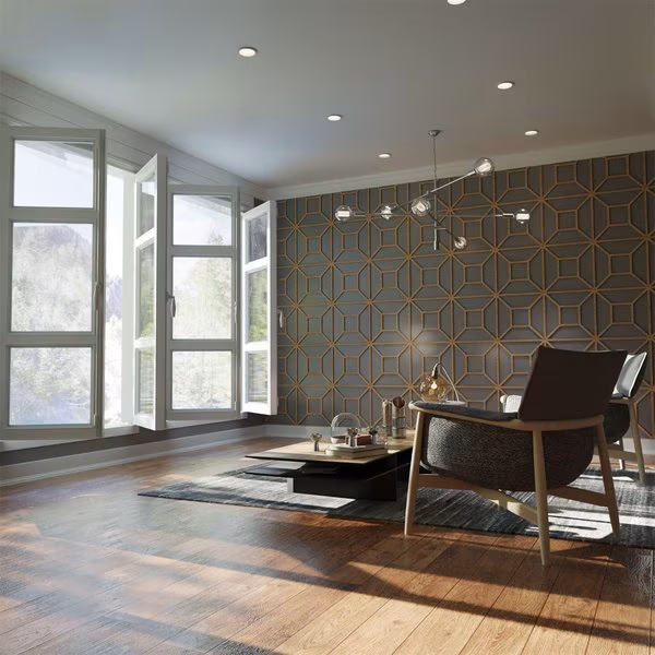 Medium Marion Decorative Fretwork Wood Wall Panels, Hickory, 15 3/8